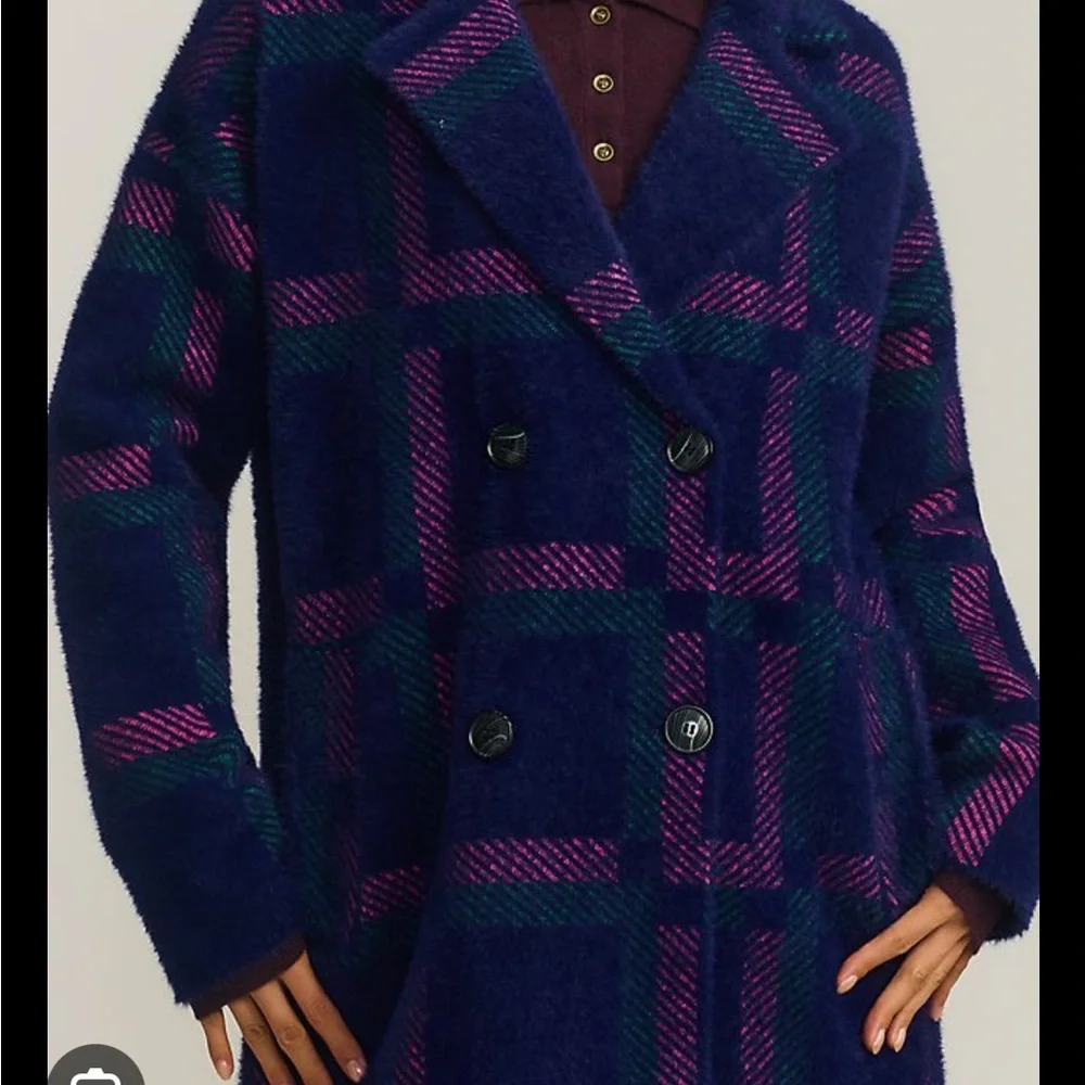 NVLT Eyelash Knit Plaid Coat - Picture 3 of 3